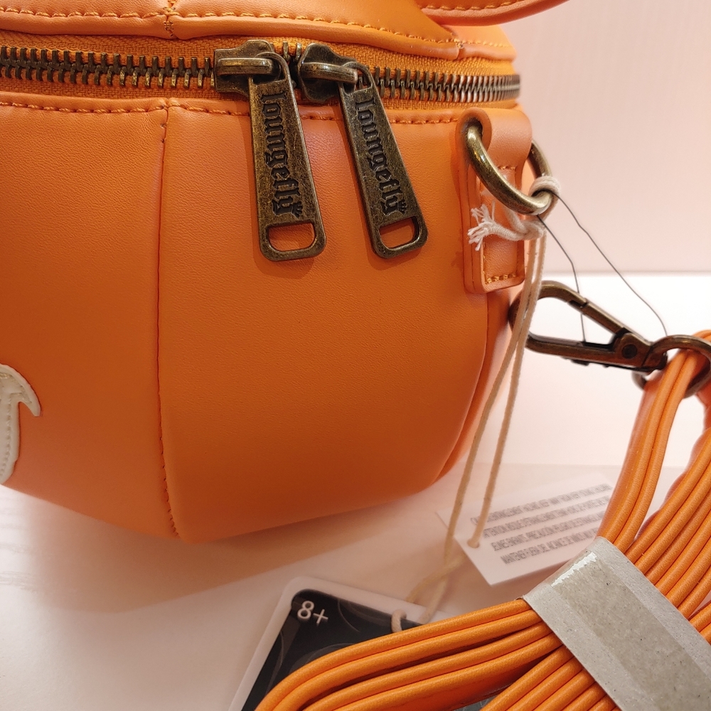 Loungefly Mickey O'Lantern Glow In The Dark Pumpkin Crossbody Bag - Picture 9 of 11